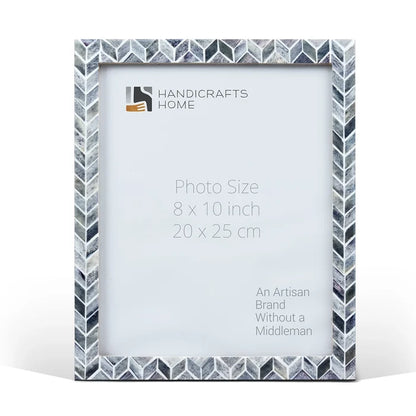 Handmade Grey Bone Inlay Picture Frame Arctic Smoke Col. 4x6 5x7 8x10, for tabletop or wall display