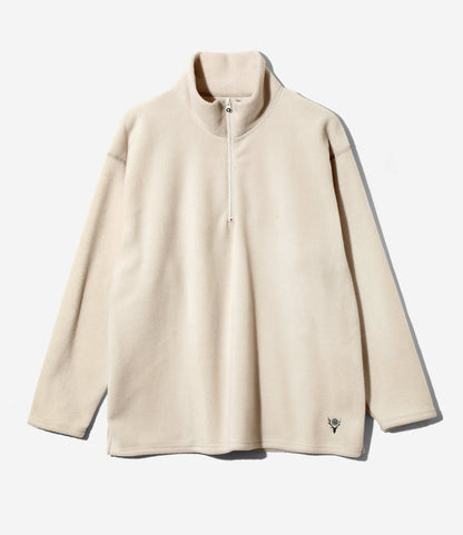 Half Zipped Shirt - Beige - Poly Fleece