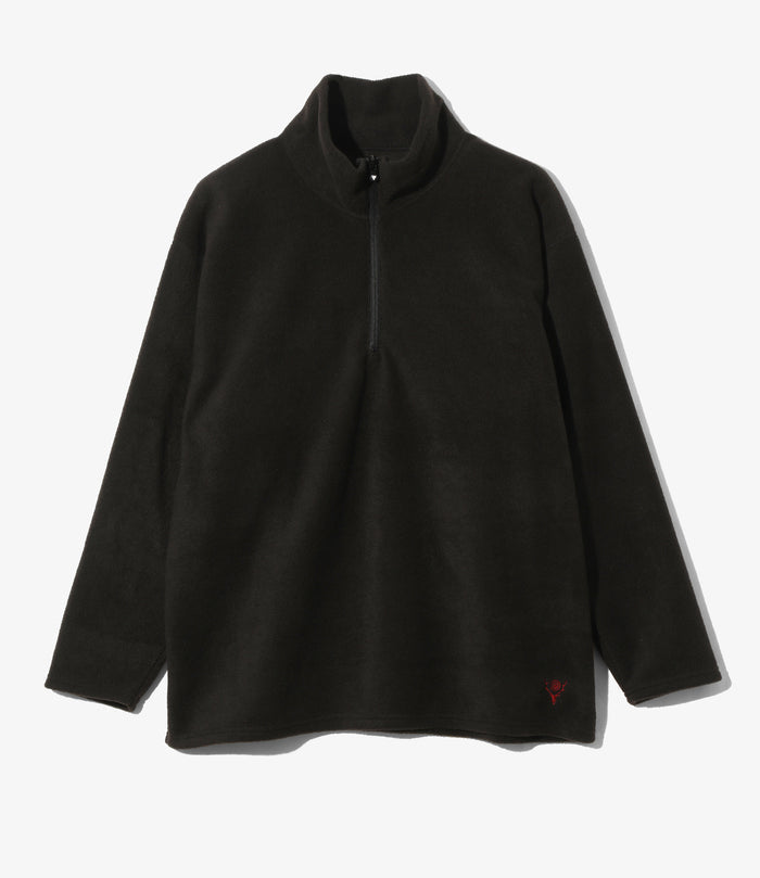Half Zipped Shirt - Black - Poly Fleece