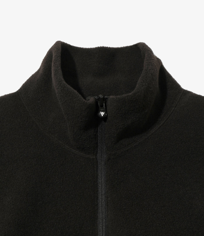 Half Zipped Shirt - Black - Poly Fleece