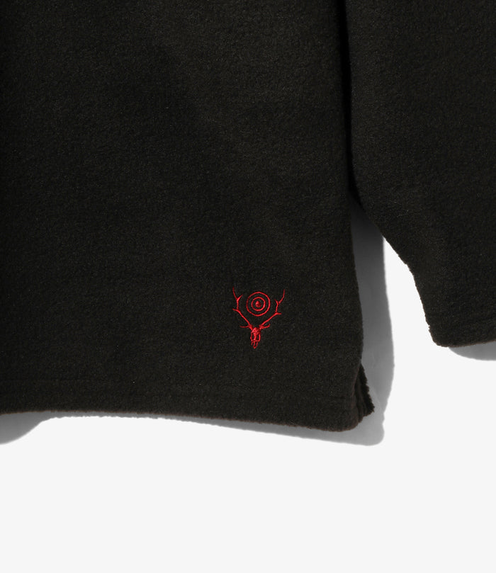 Half Zipped Shirt - Black - Poly Fleece