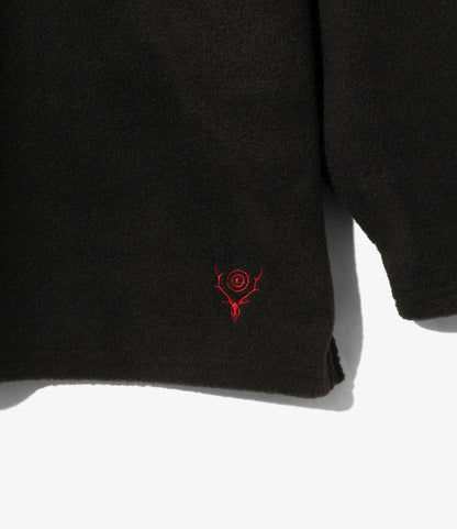 Half Zipped Shirt - Black - Poly Fleece