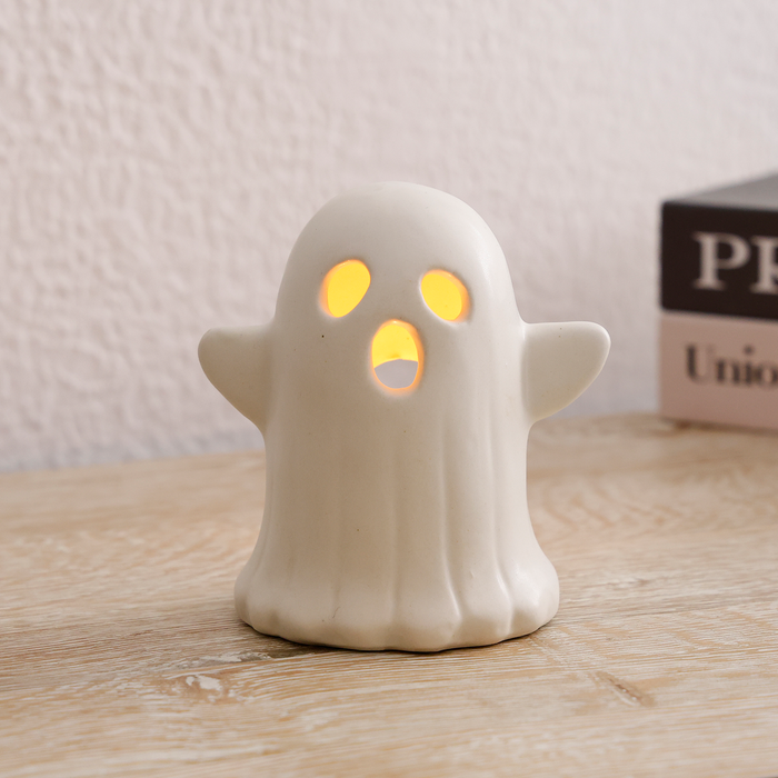 Handmade Halloween Tabletop Decor – Cute Ceramic Ghost Figurines
