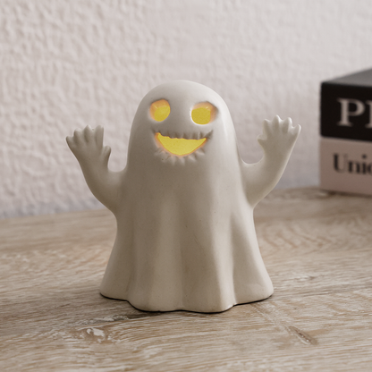 Halloween Tabletop Decor – Set of 2 Cute Ceramic Ghost Figurines