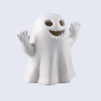 Halloween Tabletop Decor – Set of 2 Cute Ceramic Ghost Figurines