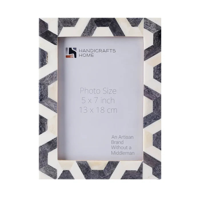 Handmade HEX-GREY Bone Inlay Home Decor Gift Picture Frame 4x6 & 5x7
