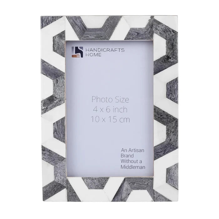 Handmade HEX-GREY Bone Inlay Home Decor Gift Picture Frame 4x6 & 5x7
