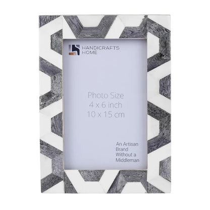 Handmade HEX-GREY Bone Inlay Home Decor Gift Picture Frame 4x6 & 5x7