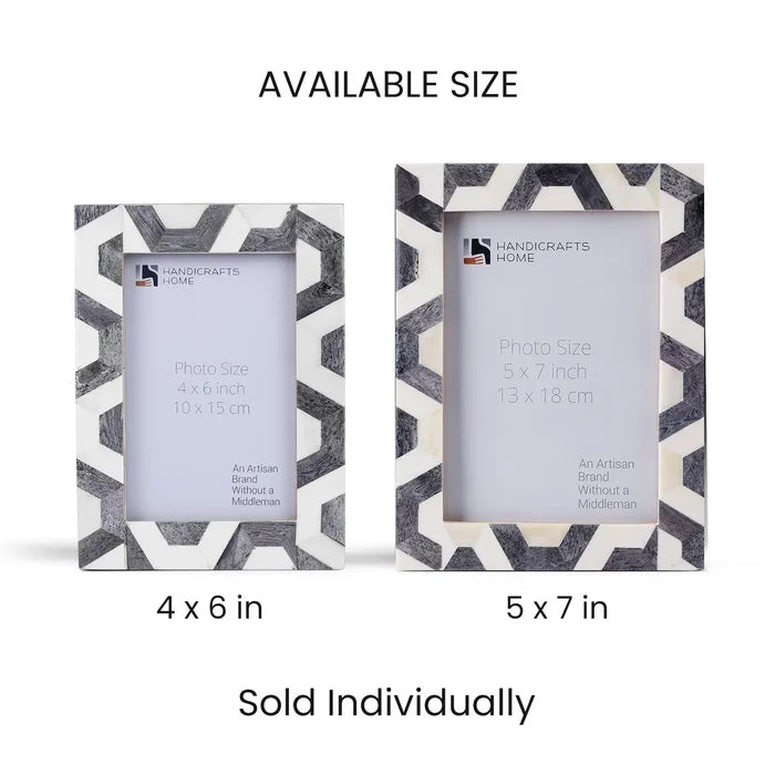 HEX-GREY Bone Inlay Home Decor Gift Picture Frame 4x6 & 5x7