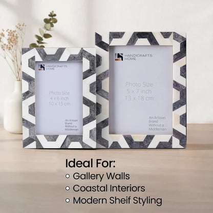HEX-GREY Bone Inlay Home Decor Gift Picture Frame 4x6 & 5x7
