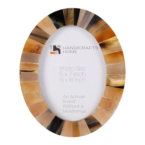 Handmade Horn Inlay Picture Frames - Oval Sunburst Photo Frame