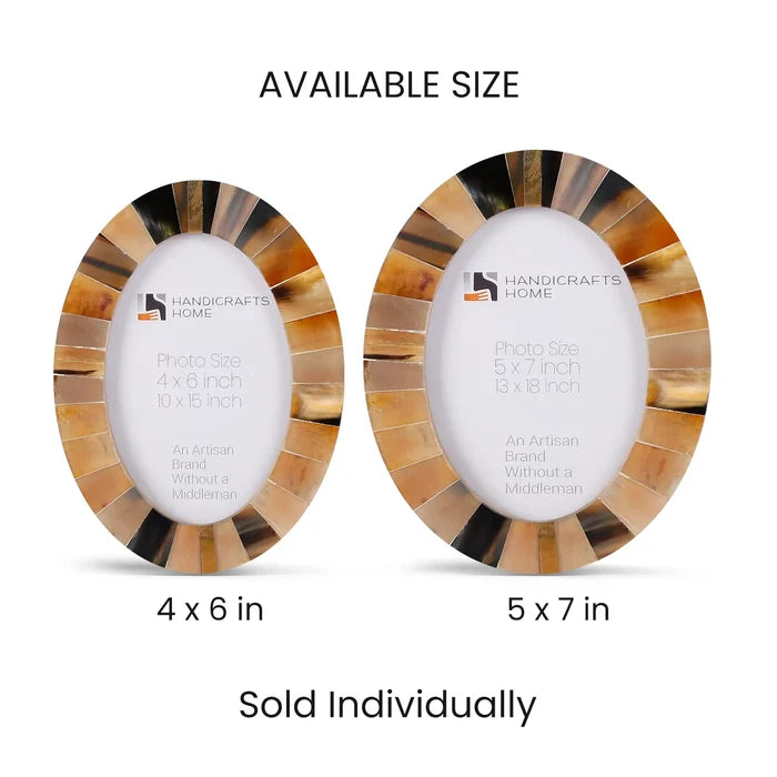 Horn Inlay Picture Frames | Oval Sunburst Photo Frame