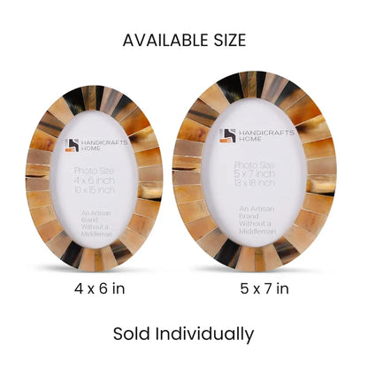 Horn Inlay Picture Frames | Oval Sunburst Photo Frame