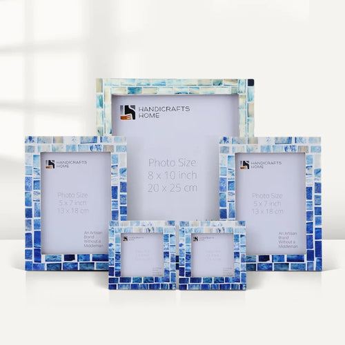 Indigo Mosaic Bone Inlay Picture Frame Set (5-Pieces)