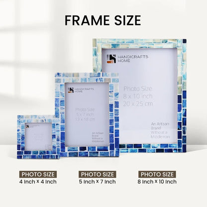 Indigo Mosaic Bone Inlay Picture Frame Set (5-Pieces)
