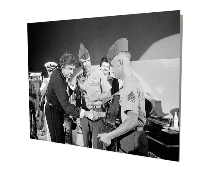 Johnny Cash With US Marines Stand Off Aluminum Metal Wall Decor