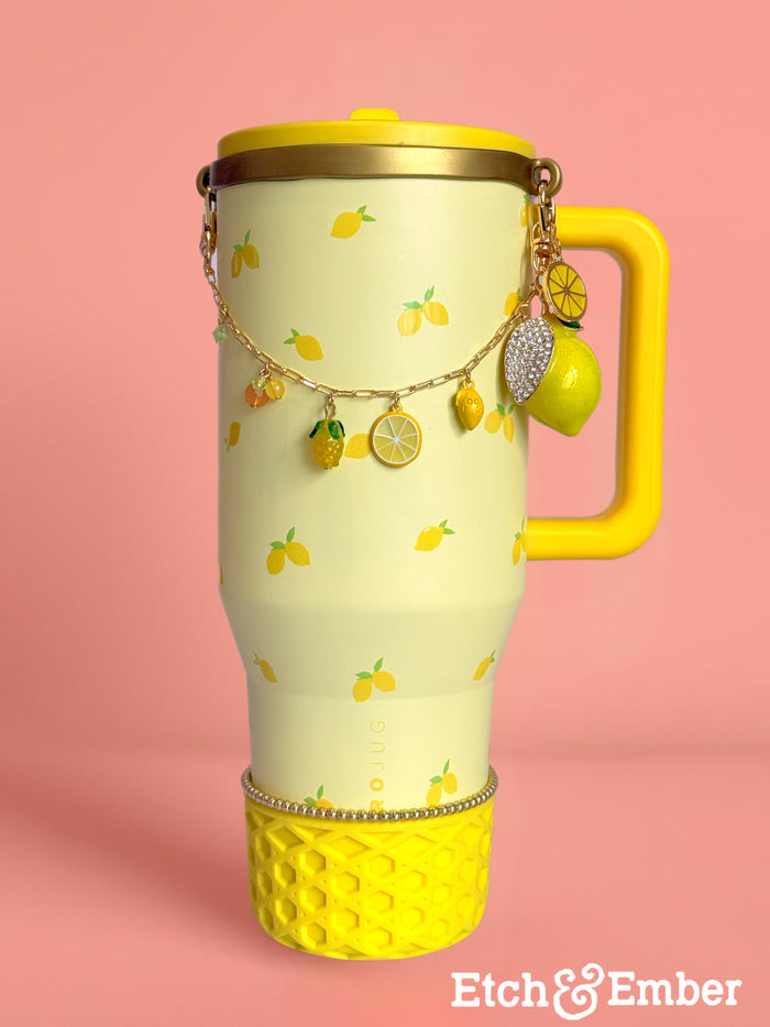 Large Deluxe Metal Lemon Charm - Tumbler Handle Charm