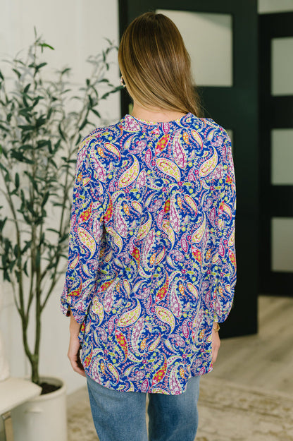 Lizzy Top in Royal Blue Paisley