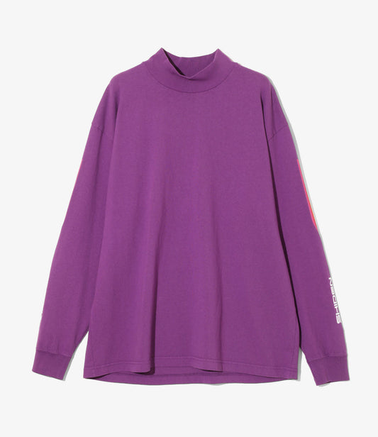 L/S Mock Neck Tee - Purple - Decal