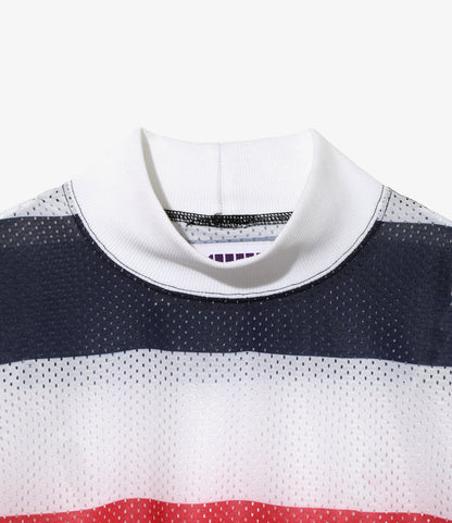 L/S Mock Neck Tee - Tricolour - Stripe Mesh