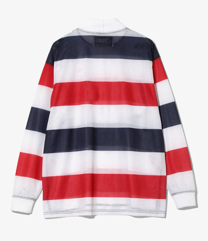 L/S Mock Neck Tee - Tricolour - Stripe Mesh