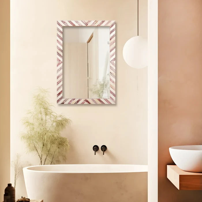 Handmade Make To Order Chevron Brown Mirror Bone Inlay Collection in 4 Sizes