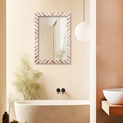 Handmade Make To Order Chevron Brown Mirror Bone Inlay Collection in 4 Sizes