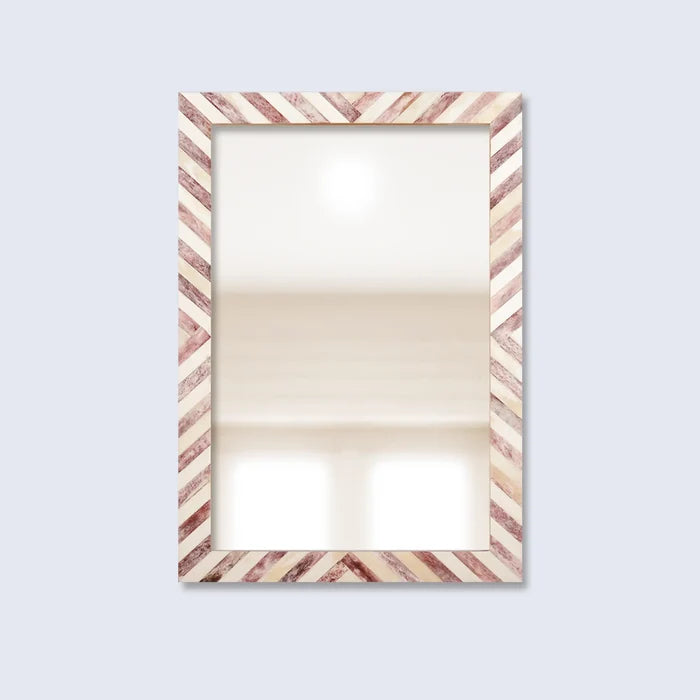 Handmade Make To Order Chevron Brown Mirror Bone Inlay Collection in 4 Sizes