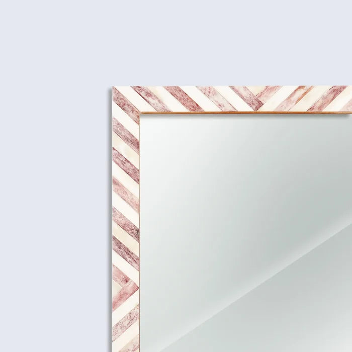 Handmade Make To Order Chevron Brown Mirror Bone Inlay Collection in 4 Sizes