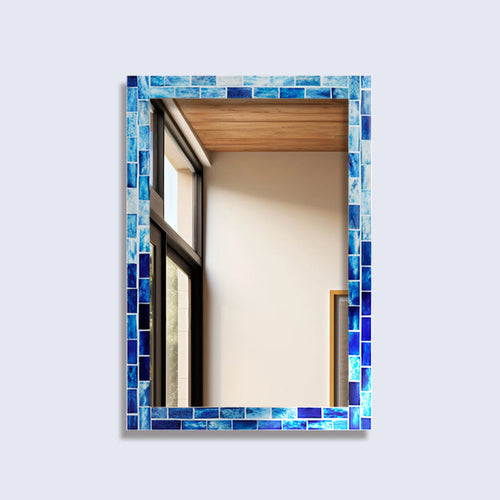 Handmade Make To Order Indigo Mirror Bone Inlay Collection in 8 Sizes