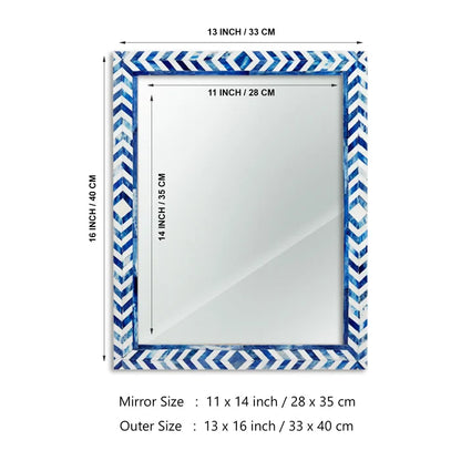 Handmade Make to Order Taj Blue Mirror Bone Inlay Collection in 4 Sizes