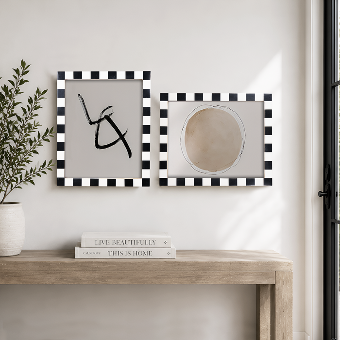 Manhattan Diner Black White Resin Inlay Picture Frame Set 2