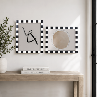 Manhattan Diner Black White Resin Inlay Picture Frame Set 2