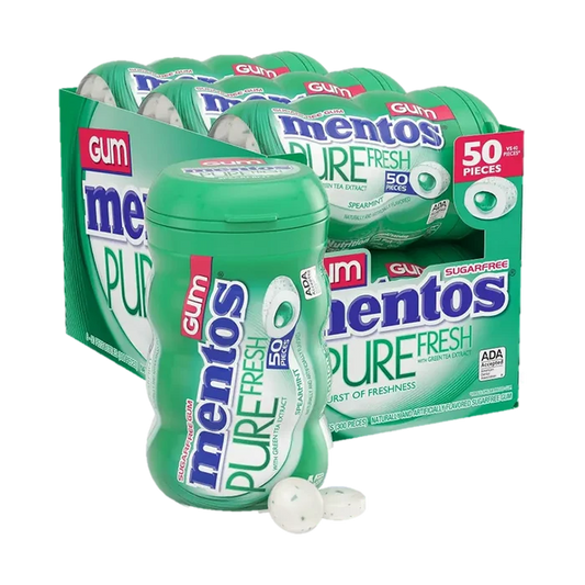 Mentos Gum Spearmint 50 pc available at Mexmax INC, ideal for wholesale buyers seeking bulk gum.
