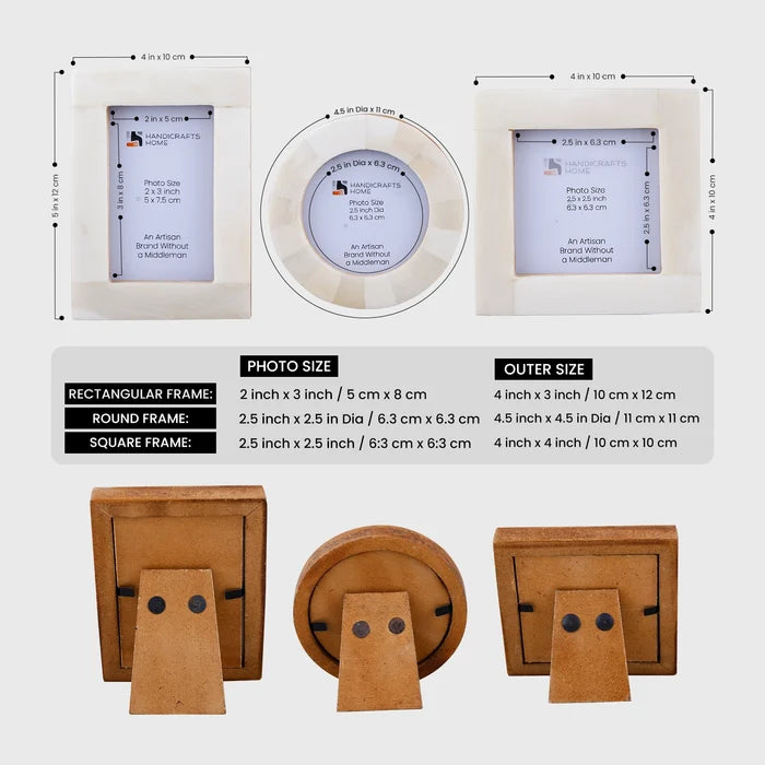 Mini Baby Keepsake Picture Frame, Set of 3 – White Bone Inlay