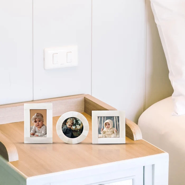 Mini Baby Keepsake Picture Frame, Set of 3 – White Bone Inlay