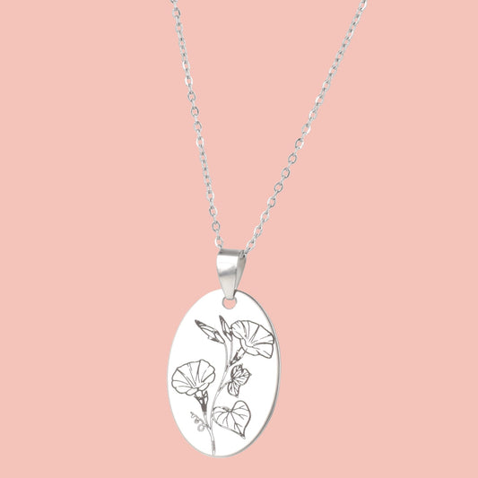 September Birth Flower Necklace - Morning Glory