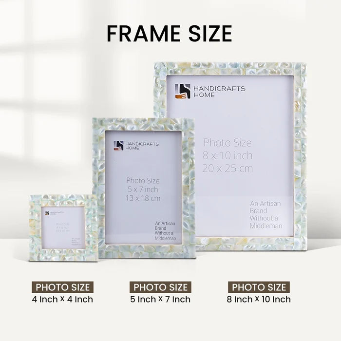 Mother of Pearl Inlay Picture Frame Set, Green (5-Pieces)