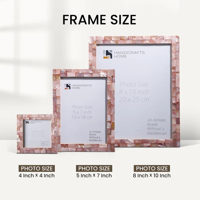 Mother of Pearl Inlay Picture Frame Set, Pink (5-Pieces)