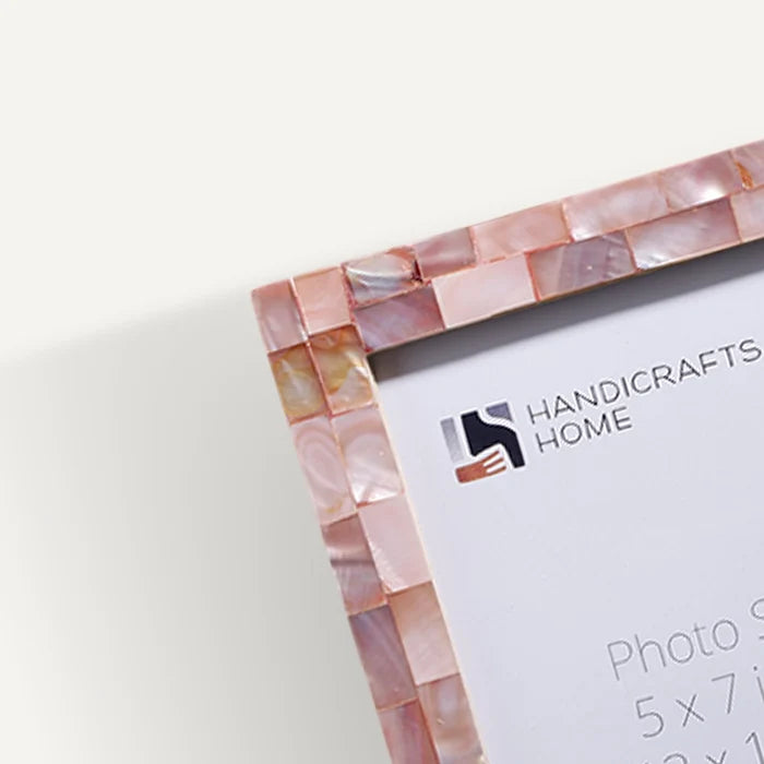 Mother of Pearl Inlay Picture Frame Set, Pink (5-Pieces)