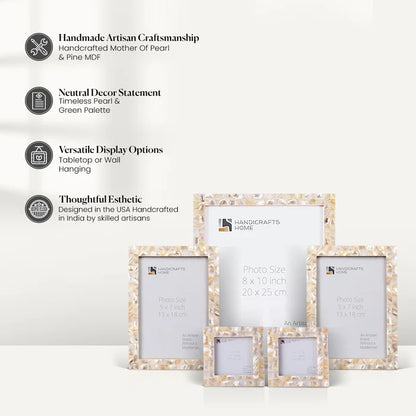 Mother of Pearl Inlay Picture Frame Set, White (5-Pieces)