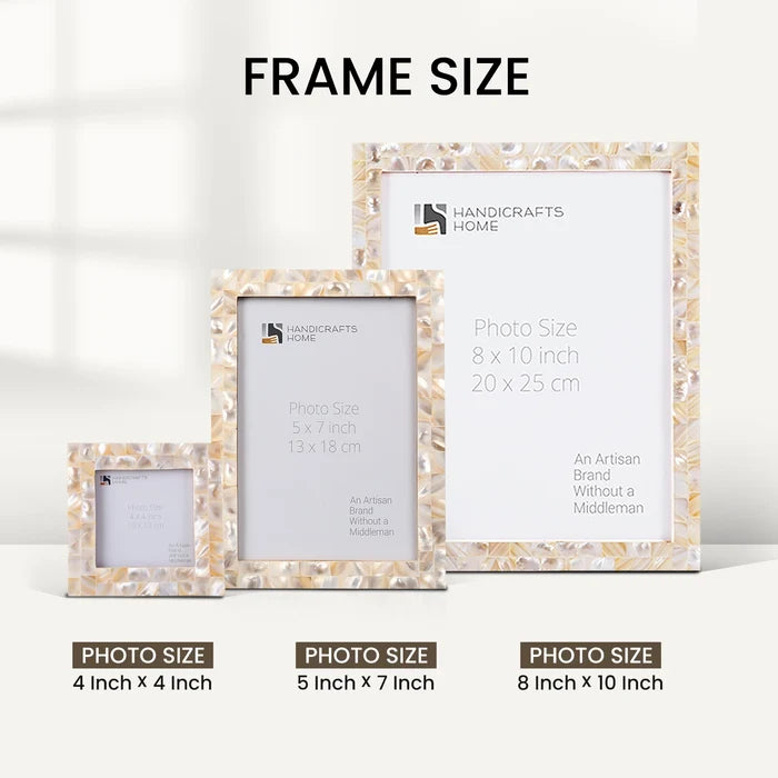Mother of Pearl Inlay Picture Frame Set, White (5-Pieces)