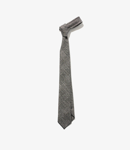 Narrow Tie - Dk. Grey Polyester Lurex Glen Plaid