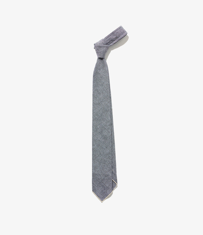 Narrow Tie - Grey Cotton Chambray