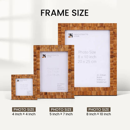Natural Wood Inlay Picture Frame Set (5-Pieces)