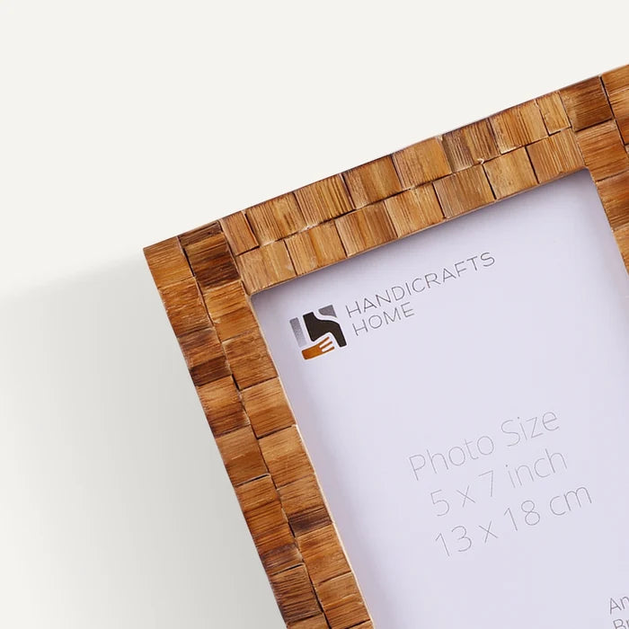 Natural Wood Inlay Picture Frame Set (5-Pieces)