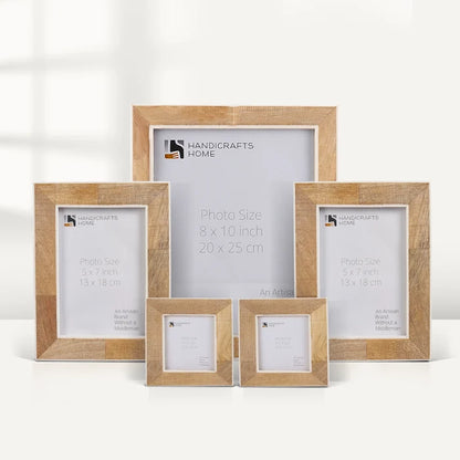 Handmade Natural Wood Picture Frame Set for Wall and Table Display (5-Pieces