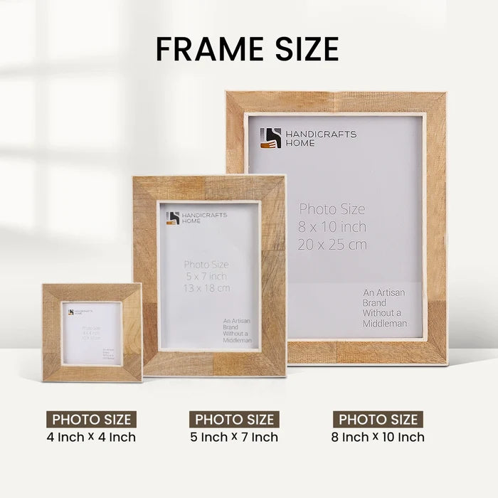 Natural Wood Picture Frame Set for Wall and Table Display (5-Pieces)