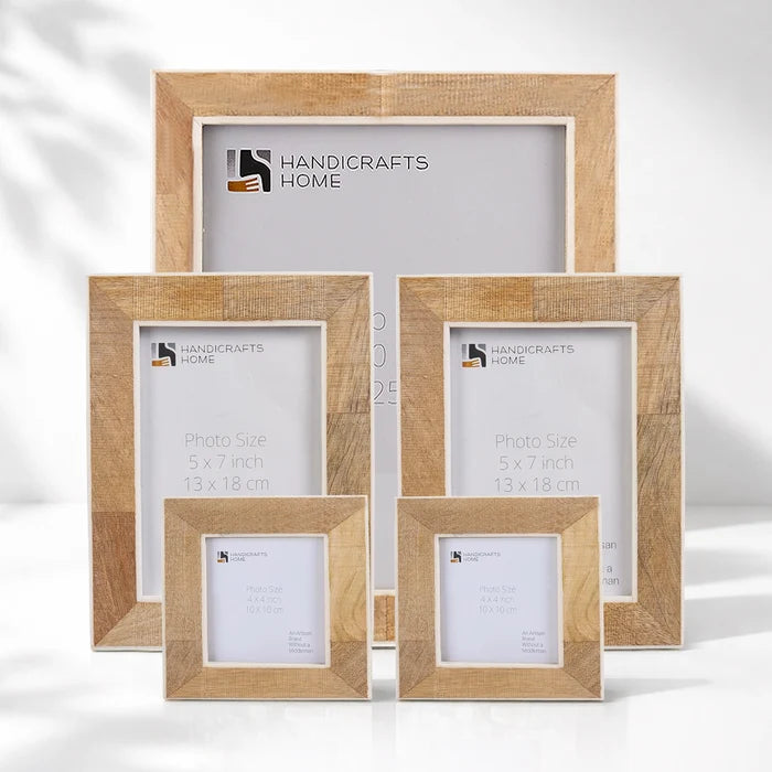 Natural Wood Picture Frame Set for Wall and Table Display (5-Pieces)