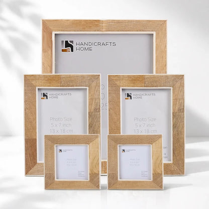 Natural Wood Picture Frame Set for Wall and Table Display (5-Pieces)